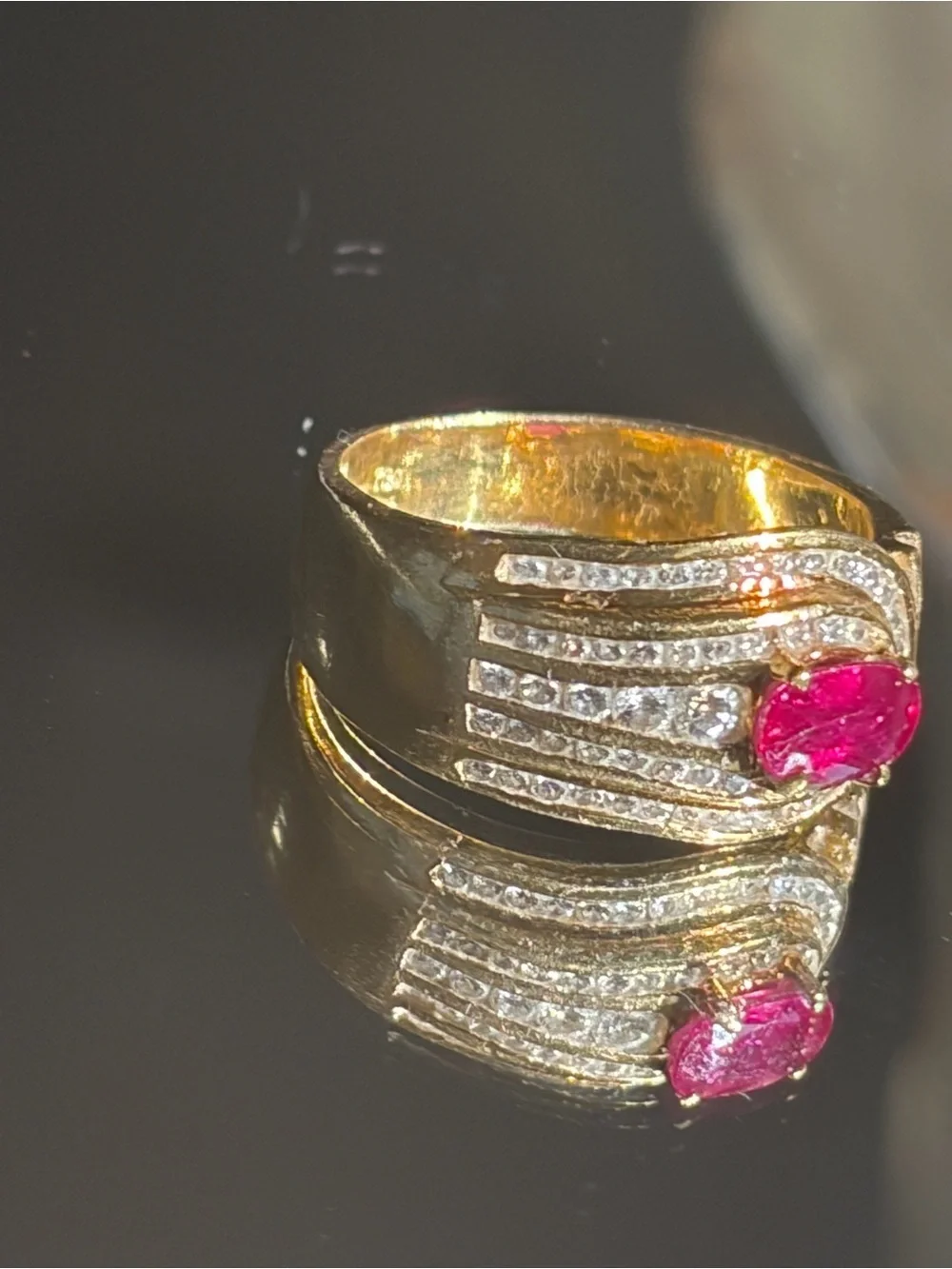 Vintage 18K Gold Ruby Diamond Ring | 8.26  Grams | Estate Jewelry  7